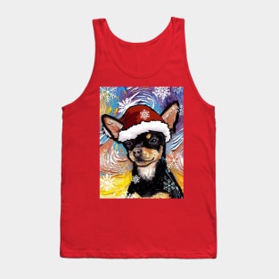 Black and Tan Shirt Hair Chihuahua Santa Tank Top